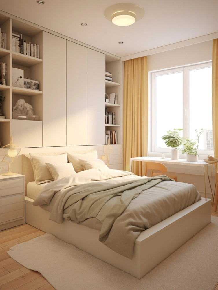 Space-saving Murphy bed with built-in shelving and wardrobe storage by Los Angeles Closet for modern bedrooms in Los Angeles CA